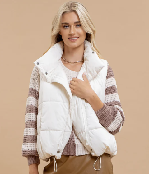 Asymmetrical puffer vest top